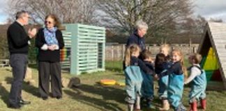 Children at village playgroup meet Welsh Government minister