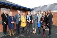 Minister Julie Morgan meets staff and parents at the Welshpool Integrated Family Centre